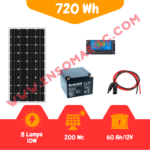 Kit Solaire Autonome12V 720Wh quotidien